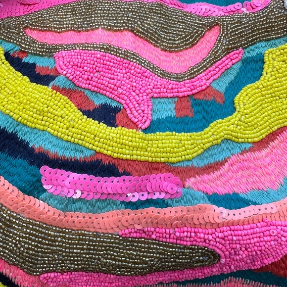 America & Beyond DAPHNE EMBELLISHED MULTI-COLORED HAND BEADED TOTE - Picture 6 of 14